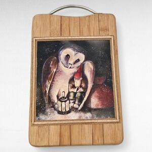 Owl with Gnome Picture on wood